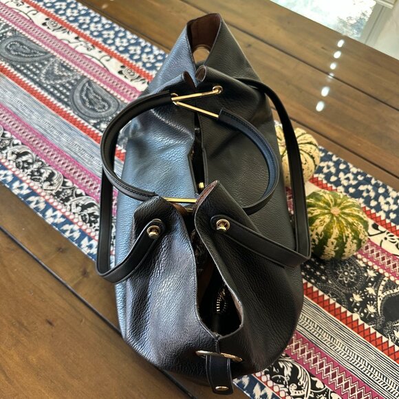 Sondra Roberts 'Squared' Faux Leather Tote Black, EUC - Picture 3 of 11